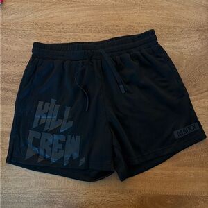 Kill Crew Muay Thai Mid Cut Shorts, Black / Black, Size L